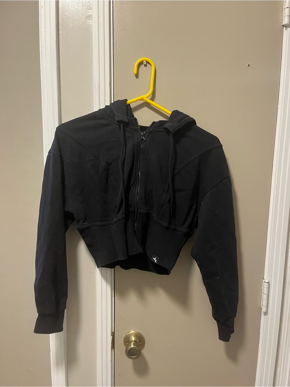 JoyLab Black Cropped Zip Hoodie Jacket
